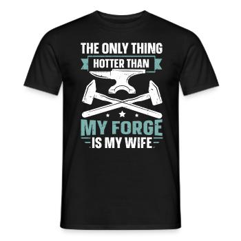 Hotter Than My Forge Is My Wife Anvil Blacksmith - Men's T-Shirt - black - Front - AI Model Male 178 light (178cm)