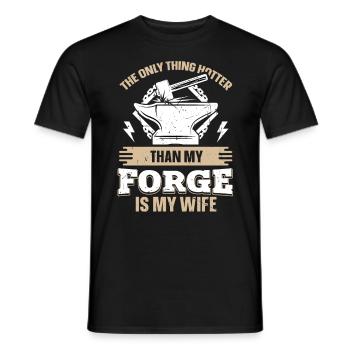 Hotter Than My Forge Is My Wife Anvil Blacksmith - Men's T-Shirt - black - Front - AI Model Male 178 light (178cm)