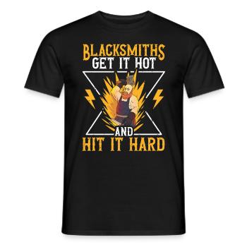 Les forgerons l’obtiennent chaud et frappent fort forgeron - T-shirt homme - noir - Devant - AI Model Male 178 light (178cm)