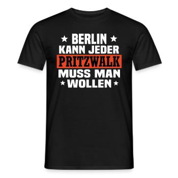 Pritzwalk - Männer T-Shirt - Schwarz - Vorne - AI Model Male 178 light (178cm)