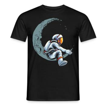 Funny Astronaut On Moon For Astronomy Student - Men's T-Shirt - black - Front - AI Model Male 178 light (178cm)