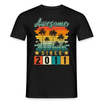 2011 Anniversaire Naissance Année de naissance millésime - T-shirt homme - noir - Devant - AI Model Male 178 light (178cm)