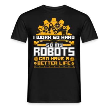 Robot Robotics Engineer Vintage I - Men's T-Shirt - black - Front - AI Model Male 178 light (178cm)