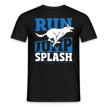 Run Jump Splash Dock Diving Dog Jumping - Männer T-Shirt - Schwarz - Vorne - AI Model Male 178 light (178cm)