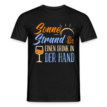 Urlaub Sonne Strand einen Drink in der Hand Party - Männer T-Shirt - Schwarz - Vorne - AI Model Male 178 light (178cm)