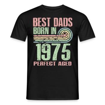 The best fathers were born in 1975, 48 years old, - Men's T-Shirt - black - Front - AI Model Male 178 light (178cm)