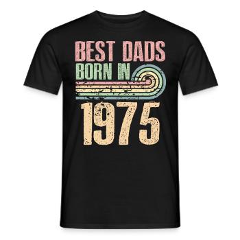 The best fathers were born in 1975, 48 years old, - Men's T-Shirt - black - Front - AI Model Male 178 light (178cm)