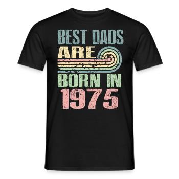 The best fathers were born in 1975, 48 years old, - Men's T-Shirt - black - Front - AI Model Male 178 light (178cm)