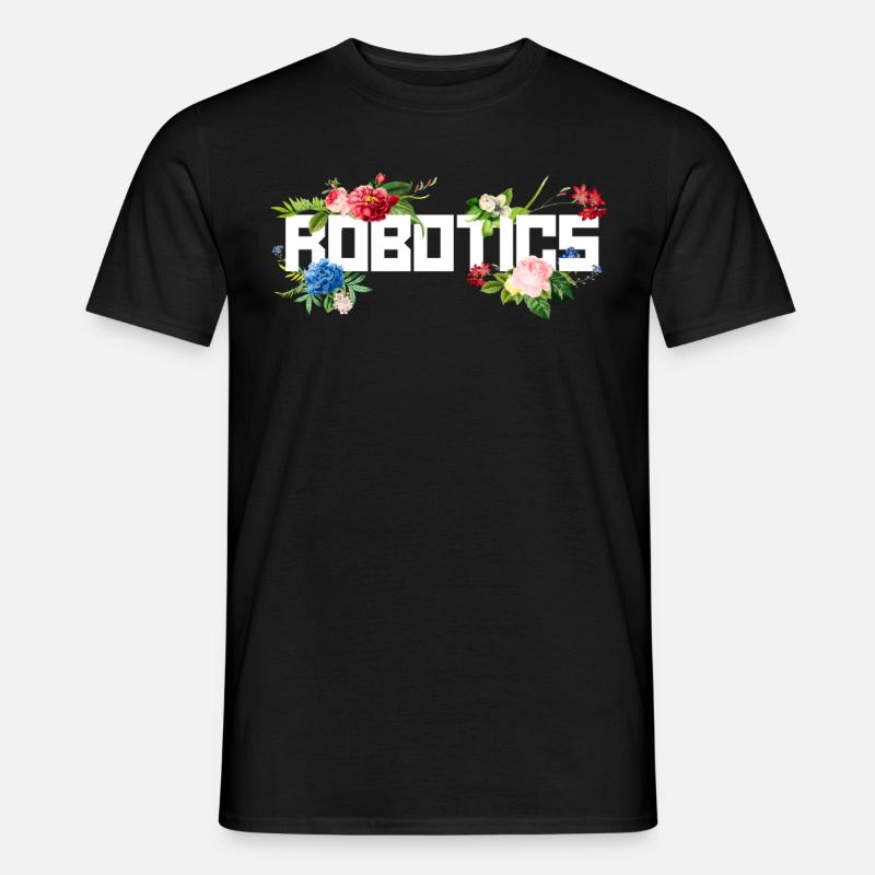 Robot Robotics Engineer Flower - Männer T-Shirt - Schwarz