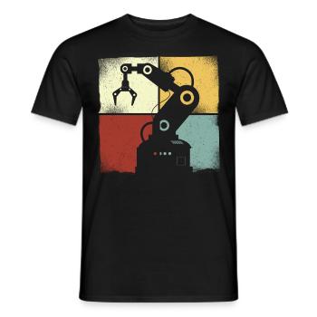 Robot Robotics Engineer Retro - Men's T-Shirt - black - Front - AI Model Male 178 light (178cm)