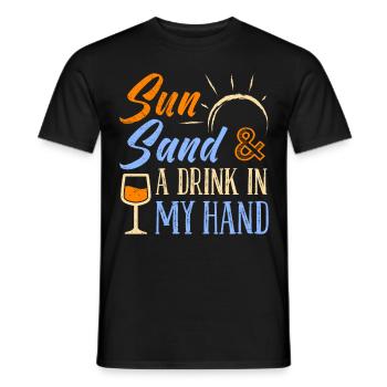 Urlaub Sonne Strand einen Drink in der Hand Party - Männer T-Shirt - Schwarz - Vorne - AI Model Male 178 light (178cm)