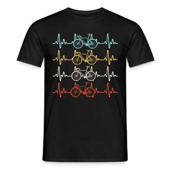 Vintage Retro Heartbeat Bicycling - Men's T-Shirt - black - Front - AI Model Male 178 light (178cm)