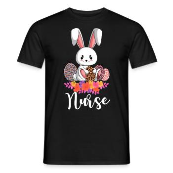 Lapin de Pâques Léopard Infirmière aux œufs de Pâques Pâques - T-shirt homme - noir - Devant - AI Model Male 178 light (178cm)