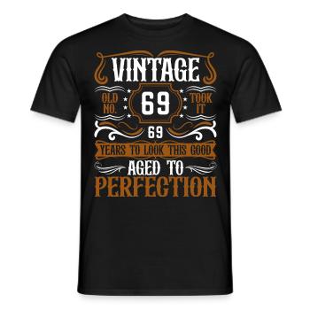 69e anniversaire Vintage Rétro - T-shirt homme - noir - Devant - AI Model Male 178 light (178cm)