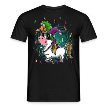 Mardi Gras Narr Hut Maske Und Perlen Einhorn - Männer T-Shirt - Schwarz - Vorne - AI Model Male 178 light (178cm)
