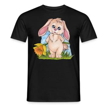 Niedlicher Hase Häschen mit Narzisse Osterglocke - Männer T-Shirt - Schwarz - Vorne - AI Model Male 178 light (178cm)