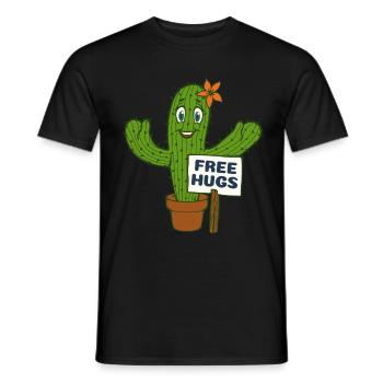 Câlins gratuits Cactus - T-shirt homme - noir - Devant - AI Model Male 178 light (178cm)