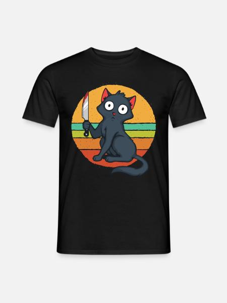 Chat fou avec couteau - T-shirt homme - noir