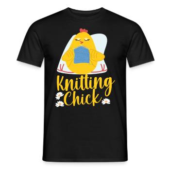 Knitting Wrinkled Chicken Girl - Men's T-Shirt - black - Front - AI Model Male 178 light (178cm)