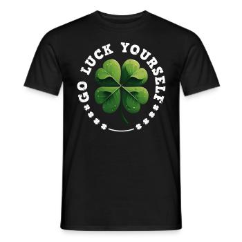 Go luck yourself St Patrick's Day Clover - Men's T-Shirt - black - Front - AI Model Male 178 light (178cm)