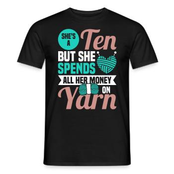 Handarbeit Stricken lustiger Strick Spruch - Männer T-Shirt - Schwarz - Vorne - AI Model Male 178 light (178cm)
