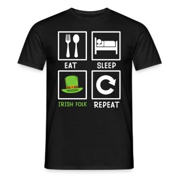 Eat Sleep Irish Folk Repeat St. Patrick's Day - Men's T-Shirt - black - Front - AI Model Male 178 light (178cm)