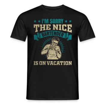 Im Sorry The Nice Bartender Is On Vacation - Men's T-Shirt - black - Front - AI Model Male 178 light (178cm)