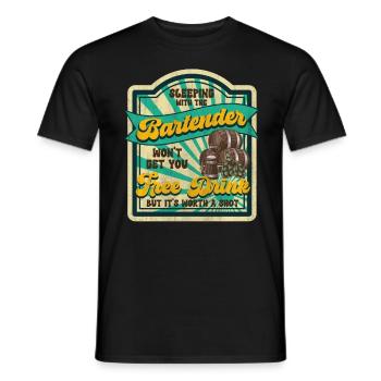 Sleeping With A Bartender Funny Bartender - Men's T-Shirt - black - Front - AI Model Male 178 light (178cm)