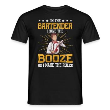 I Have The Booze So I Make The Rules Bartender - Men's T-Shirt - black - Front - AI Model Male 178 light (178cm)