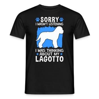 Thought of Lagotto Romagnolo Truffle dog - Men's T-Shirt - black - Front - AI Model Male 178 light (178cm)