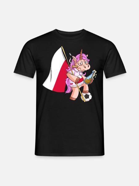 Polen Party Einhorn - Männer T-Shirt - Schwarz