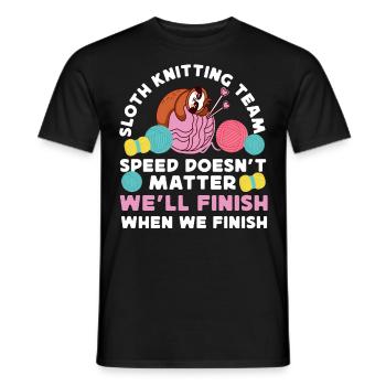 Knitting Knitter Sloth Sloth - Men's T-Shirt - black - Front - AI Model Male 178 light (178cm)