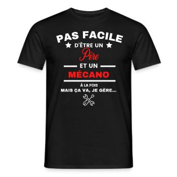 pas facile d'être Mécano et Père - T-shirt homme - noir - Devant - AI Model Male 178 light (178cm)