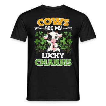 Cows are my lucky charms Farmer Cattle breeders - Men's T-Shirt - black - Front - AI Model Male 178 light (178cm)