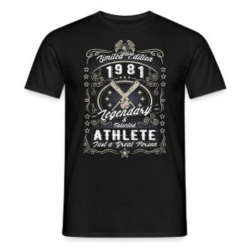 Vintage 1981 Baseball Cadeau d’anniversaire Hobby - T-shirt homme - noir - Devant - AI Model Male 178 light (178cm)