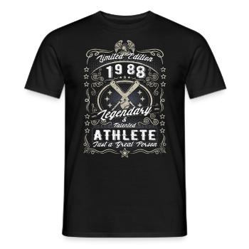 Vintage 1988 Baseball Cadeau d’anniversaire Hobby - T-shirt homme - noir - Devant - AI Model Male 178 light (178cm)