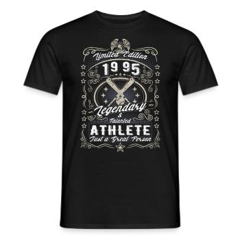 Vintage 1995 Baseball Birthday Gift Hobby - Men's T-Shirt - black - Front - AI Model Male 178 light (178cm)