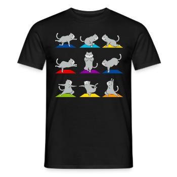 Lustiges Katzen Yoga Sport Outfit Haustier Posen - Männer T-Shirt - Schwarz - Vorne - AI Model Male 178 light (178cm)