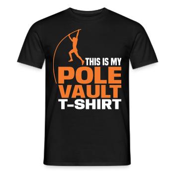 Ceci est mon T-shirt de saut à la perche pour le saut à la perche Athle - T-shirt homme - noir - Devant - AI Model Male 178 light (178cm)