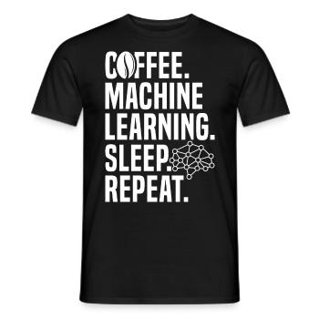 Coffee Machine Learning Sleep Repeat For Machine L - Men's T-Shirt - black - Front - AI Model Male 178 light (178cm)
