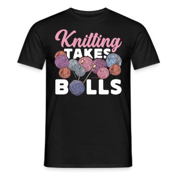 Knitting Knitter Knitting Takes - Männer T-Shirt - Schwarz - Vorne - AI Model Male 178 light (178cm)