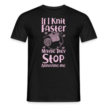 Tricoter si je tricote plus vite - T-shirt homme - noir - Devant - AI Model Male 178 light (178cm)