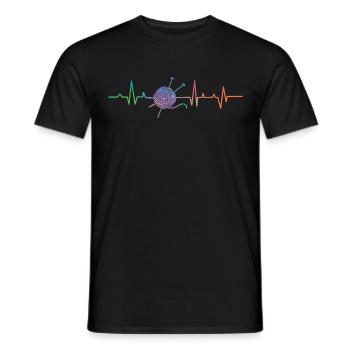 Knitting Wrinkled Heartbeat - Men's T-Shirt - black - Front - AI Model Male 178 light (178cm)