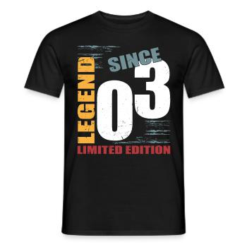20e anniversaire Né en 2003 Légende depuis 2003 - T-shirt homme - noir - Devant - AI Model Male 178 light (178cm)