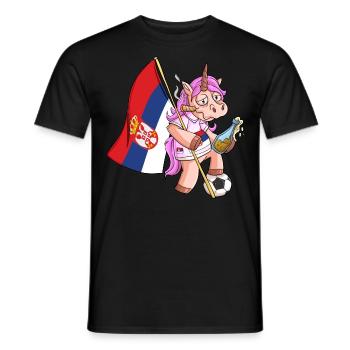 Serbien Party Einhorn - Männer T-Shirt - Schwarz - Vorne - AI Model Male 178 light (178cm)