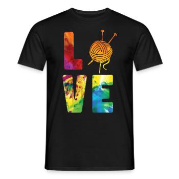 Tricoter Tricoter Aquarelle Amour - T-shirt homme - noir - Devant - AI Model Male 178 light (178cm)