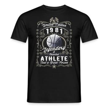 Vintage 1981 Basketball Cadeau d’anniversaire Hobby - T-shirt homme - noir - Devant - AI Model Male 178 light (178cm)