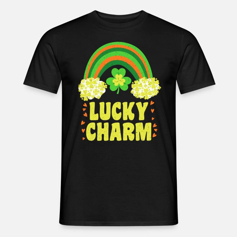 Lucky Charm Glücksbringer Regenbogen - Männer T-Shirt - Schwarz