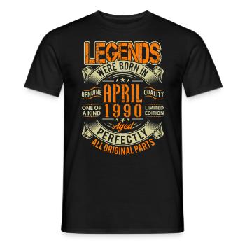 1990 April Geburtstag Legende - Männer T-Shirt - Schwarz - Vorne - AI Model Male 178 light (178cm)