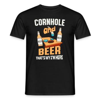 Cornhole and beer That's why I'm here fun - Men's T-Shirt - black - Front - AI Model Male 178 light (178cm)